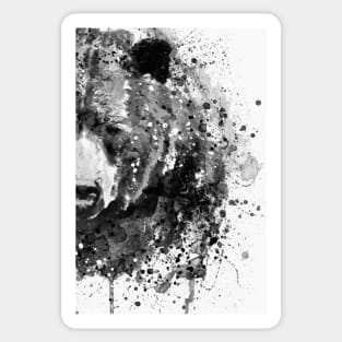 Black And White Half Faced Grizzly Bear Sticker